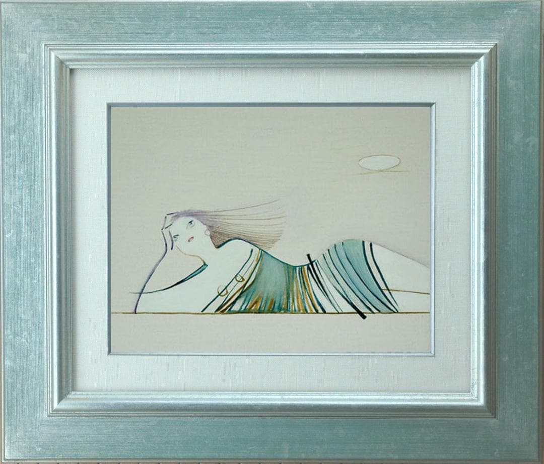 油絵 菅家令子 絵 絵画 インテリア 額付(銀) F3-041114 人物 女性