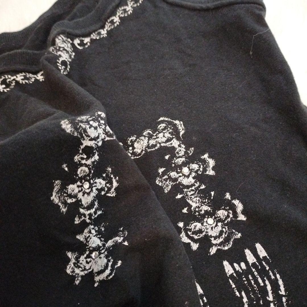 aliceauaa　黒 プリントデザイン　ビジュー付 タンクトップ