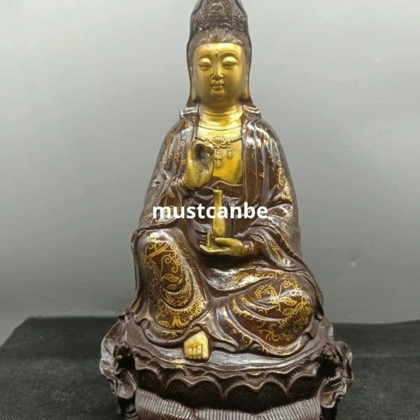 仏教美術 仏像 坐蓮観音菩薩仏像 仏堂供養銅製品 工芸品 置物