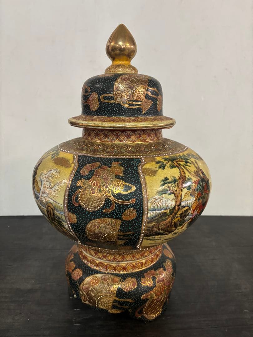 薩摩焼❓大壺　置物　花瓶　飾り壺　骨董　古美術‼️