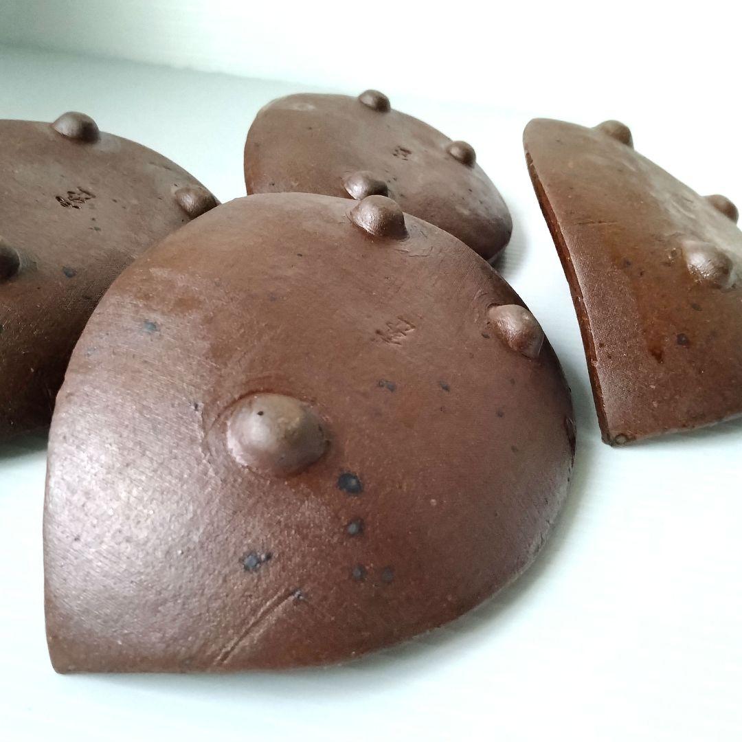 ② 備前焼 北大路魯山人写し 三つ足 舟形 長皿 和食器 足付き 4客