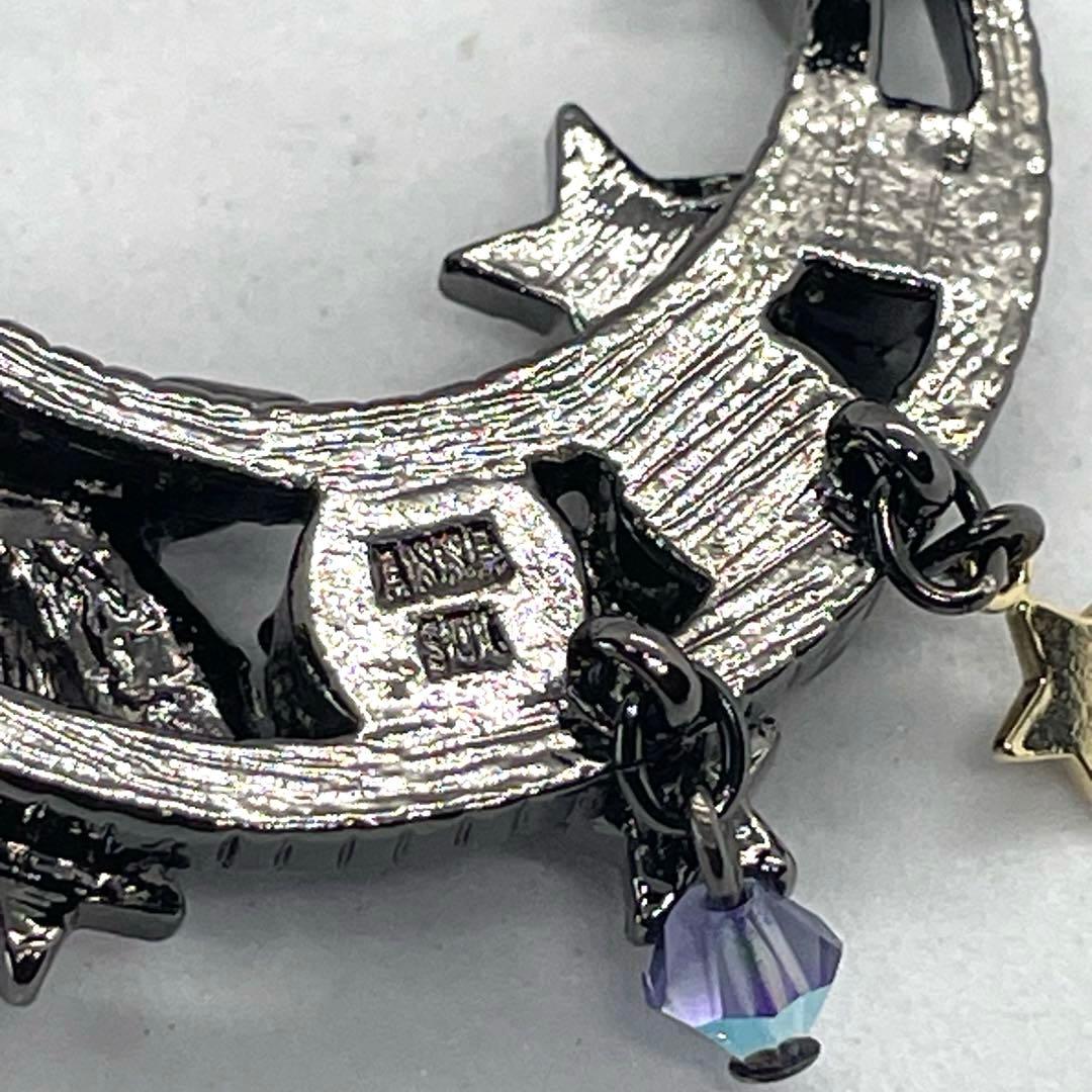 美品♡ANNA SUI✨アナスイ　カットガラス　幸運の象徴　月ブローチ