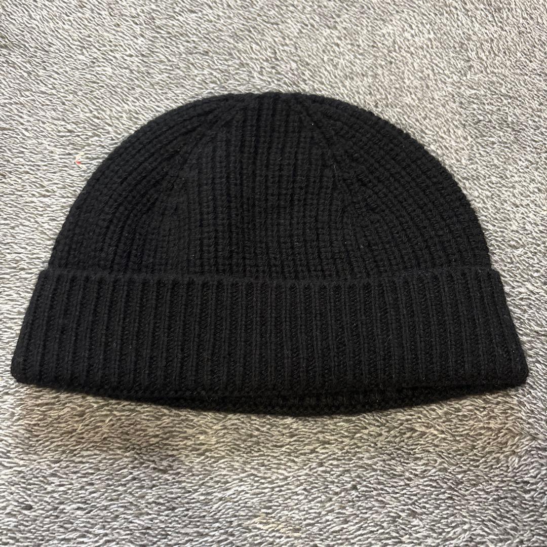 ブラック リブ編み ビーニー 帽子