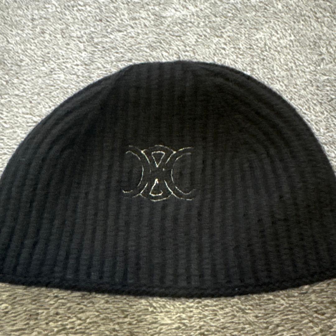 ブラック リブ編み ビーニー 帽子