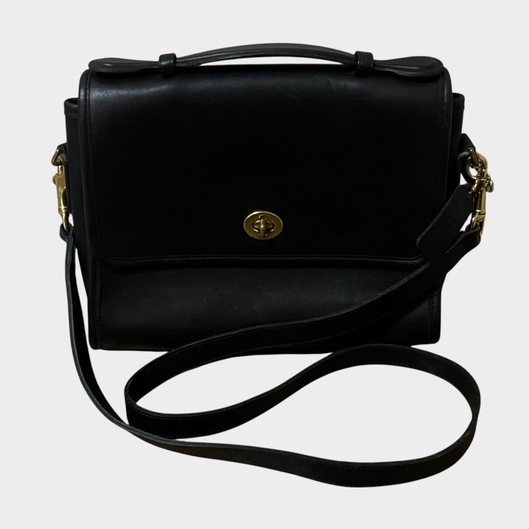 美品 オールドコーチ 2way ショルダーバッグ グラブタンレザー ブラック