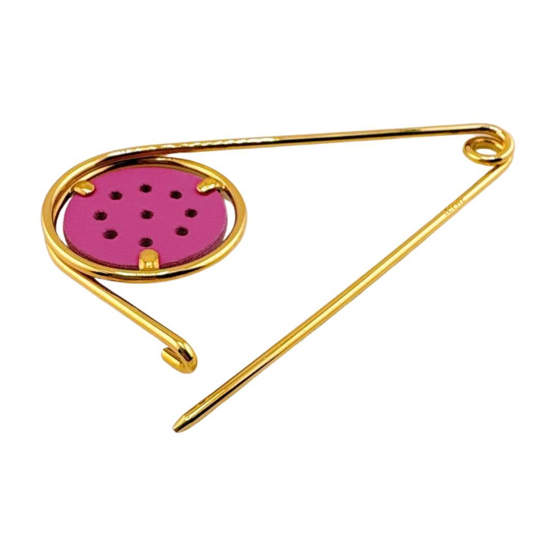 ロエベ LOEWE GP メカノピン チャーム ゴールド　ピンク 安全ピン