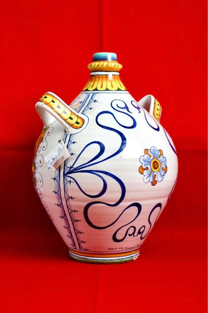 イタリア雑貨【デルータ　マヨルカ焼き　壺　花瓶】