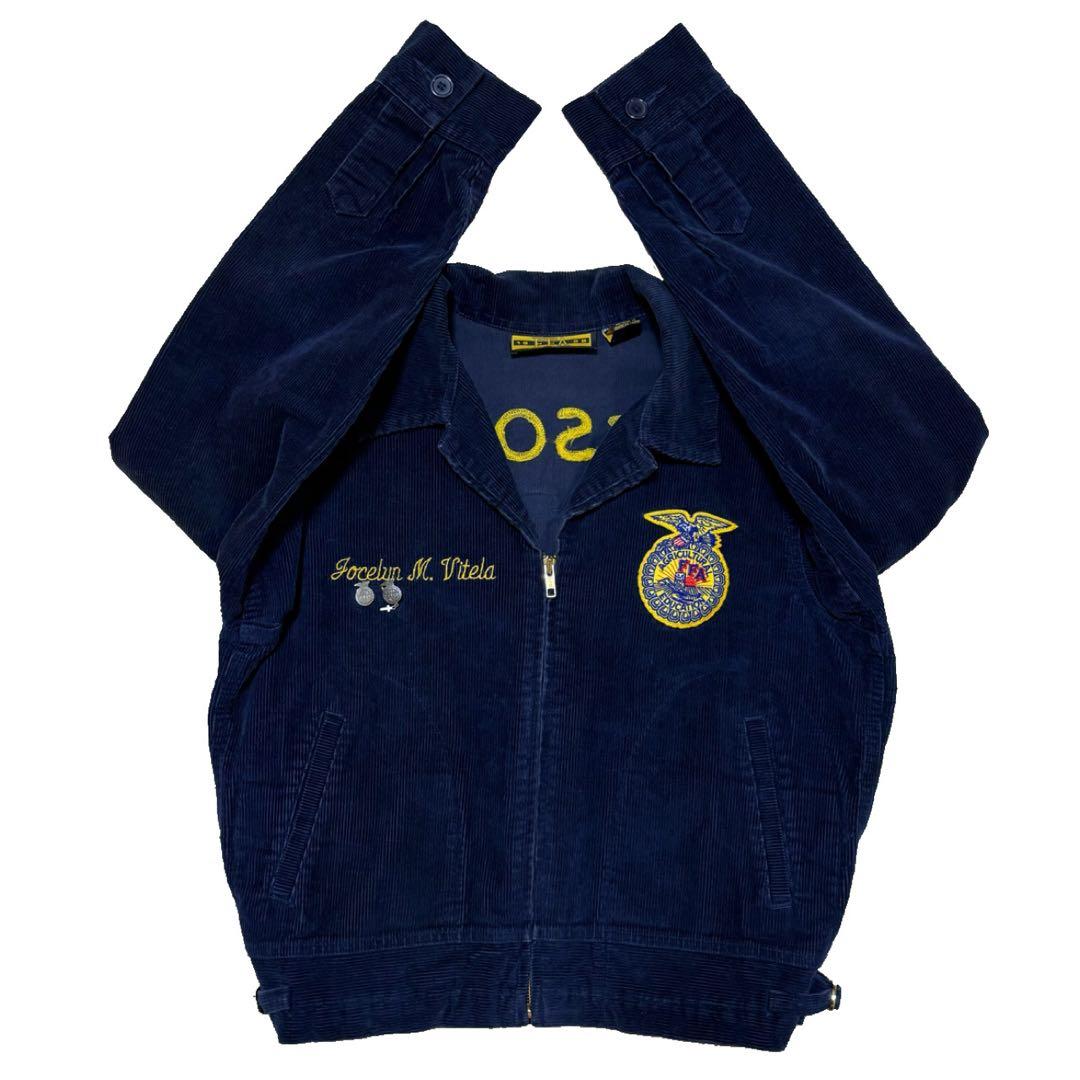 ［古着］FFAジャケット コーデュロイ 濃紺 希少 バッジ2個付き 90s