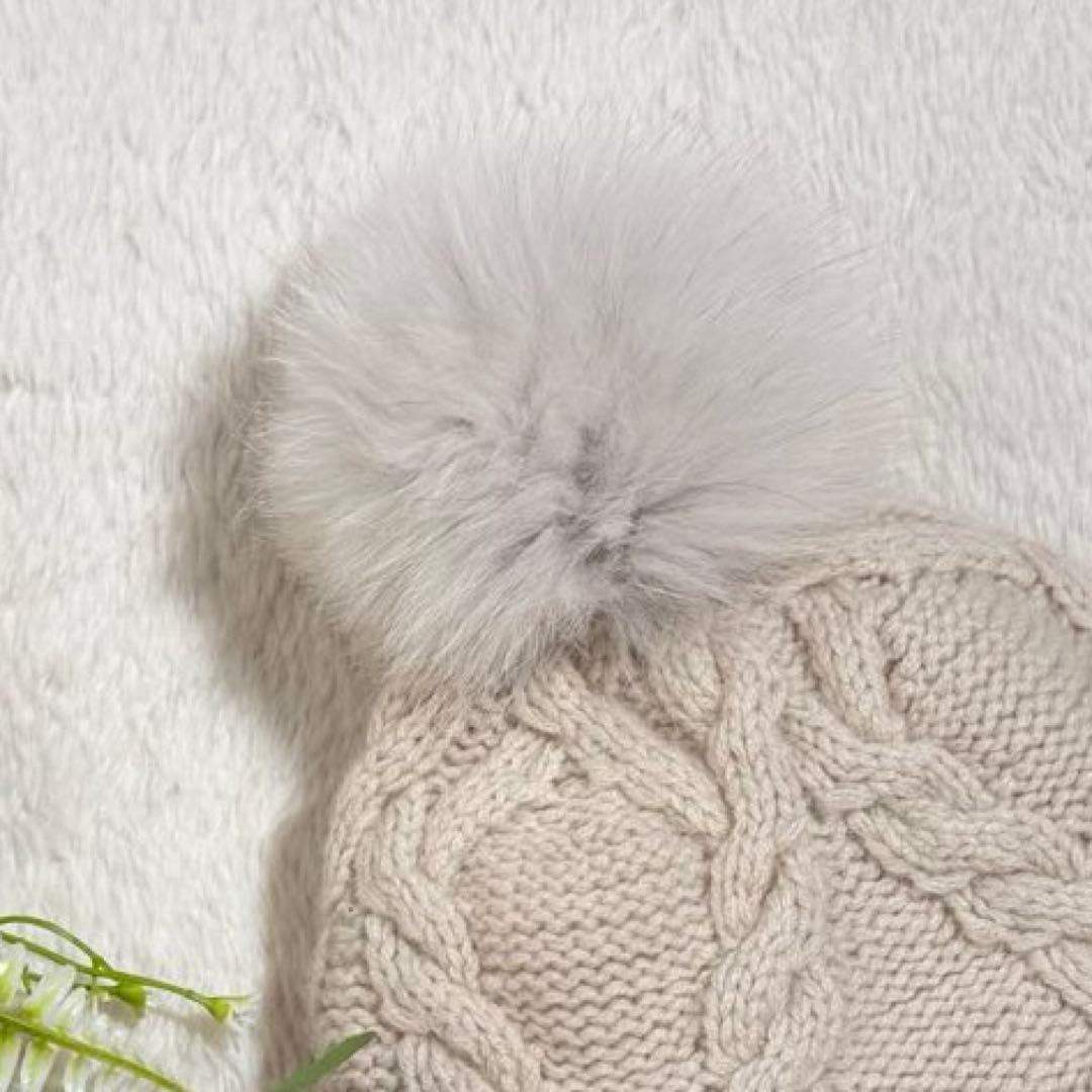 美品✨　ドゥロワー　アランニットキャップ　カシミヤ　フォックスファー　近年　希少
