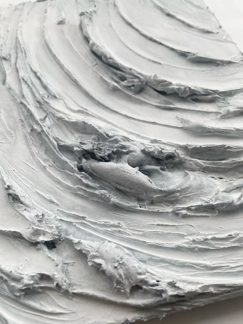 白×グレーのテクスチャーアート 凹凸で光と陰影を楽しむ抽象画　モダン　絵画