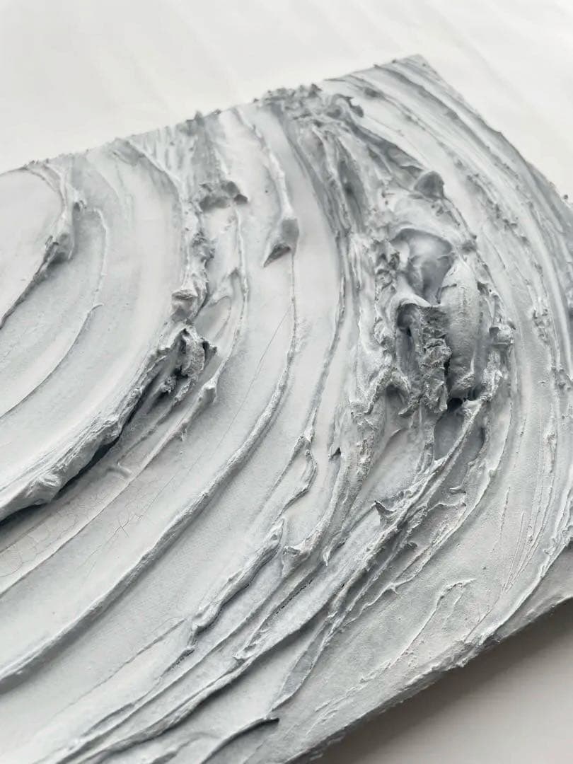 白×グレーのテクスチャーアート 凹凸で光と陰影を楽しむ抽象画　モダン　絵画