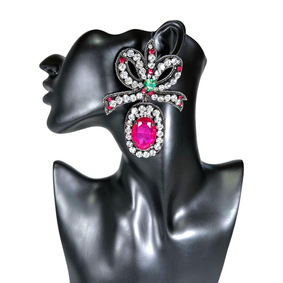 【美品】GUCCI グッチ クリスタル ビジュー ピアス マルチカラー