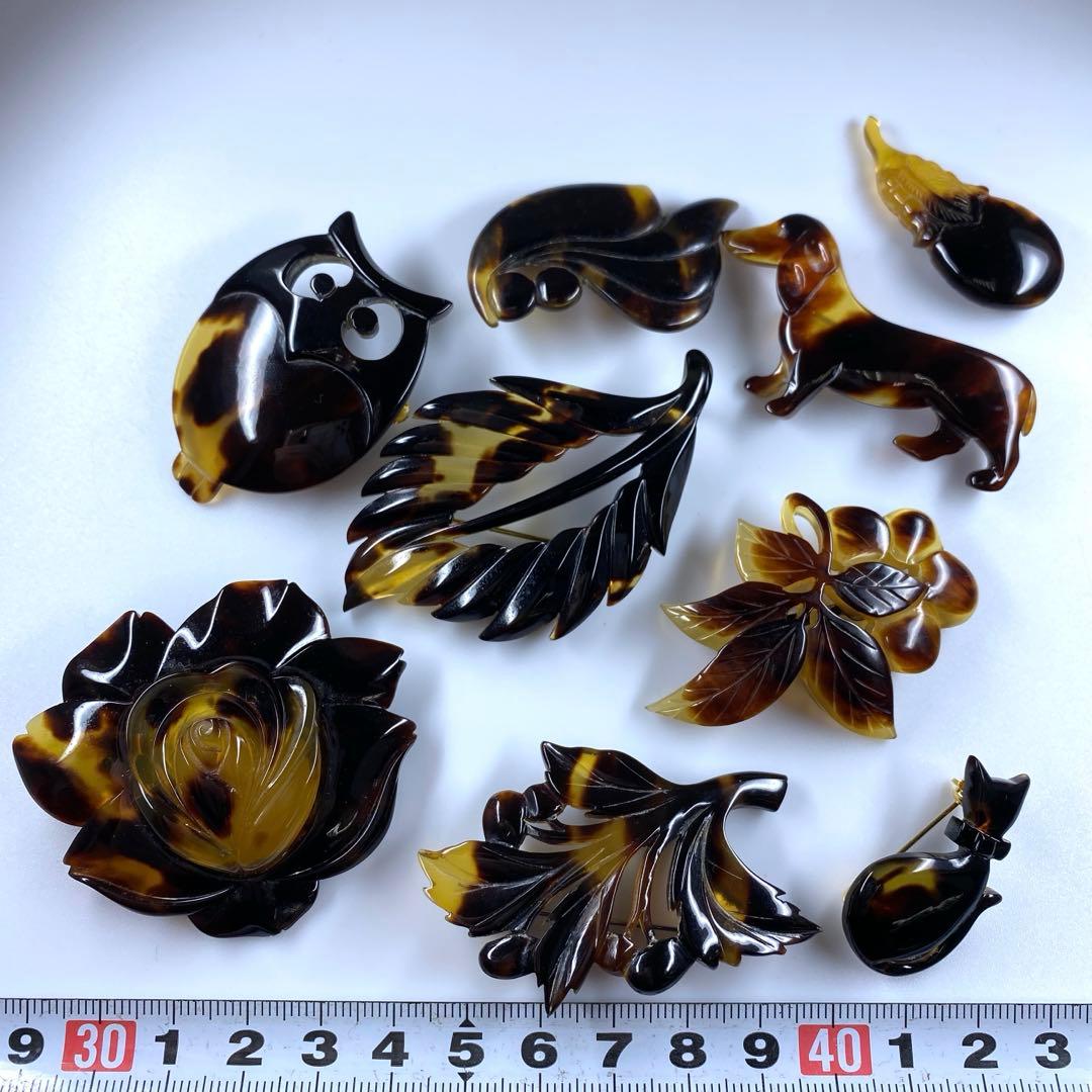 専用　本鼈甲　ブローチ　帯留　41g タカチ　東な7-0317☆2F