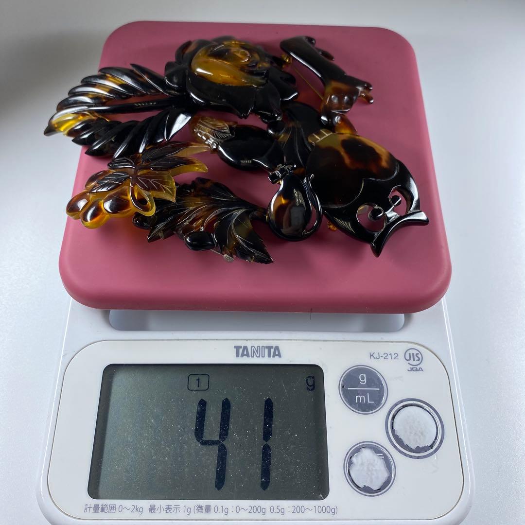 専用　本鼈甲　ブローチ　帯留　41g タカチ　東な7-0317☆2F