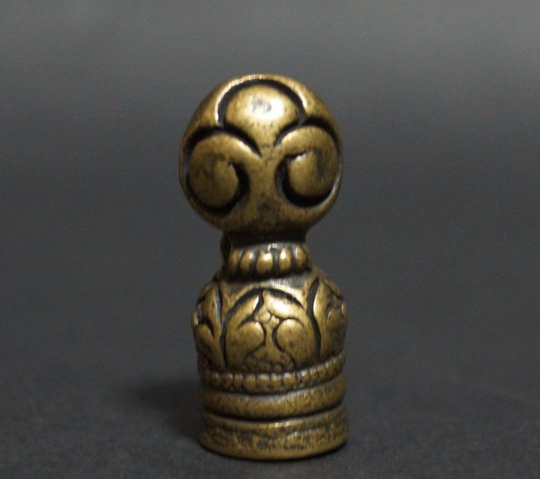 オールドチベッ仏教トクチャ 銅製印章 法螺貝文 お守り 緒締玉 提げ物 装飾品