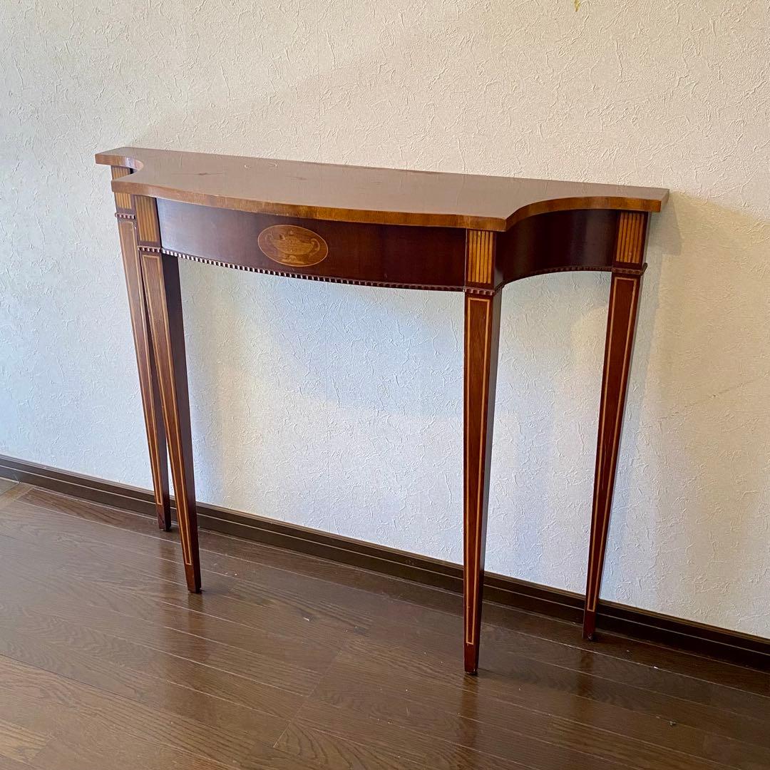 マホガニー材　コンソールテーブル 象嵌細工付き　アンティーク