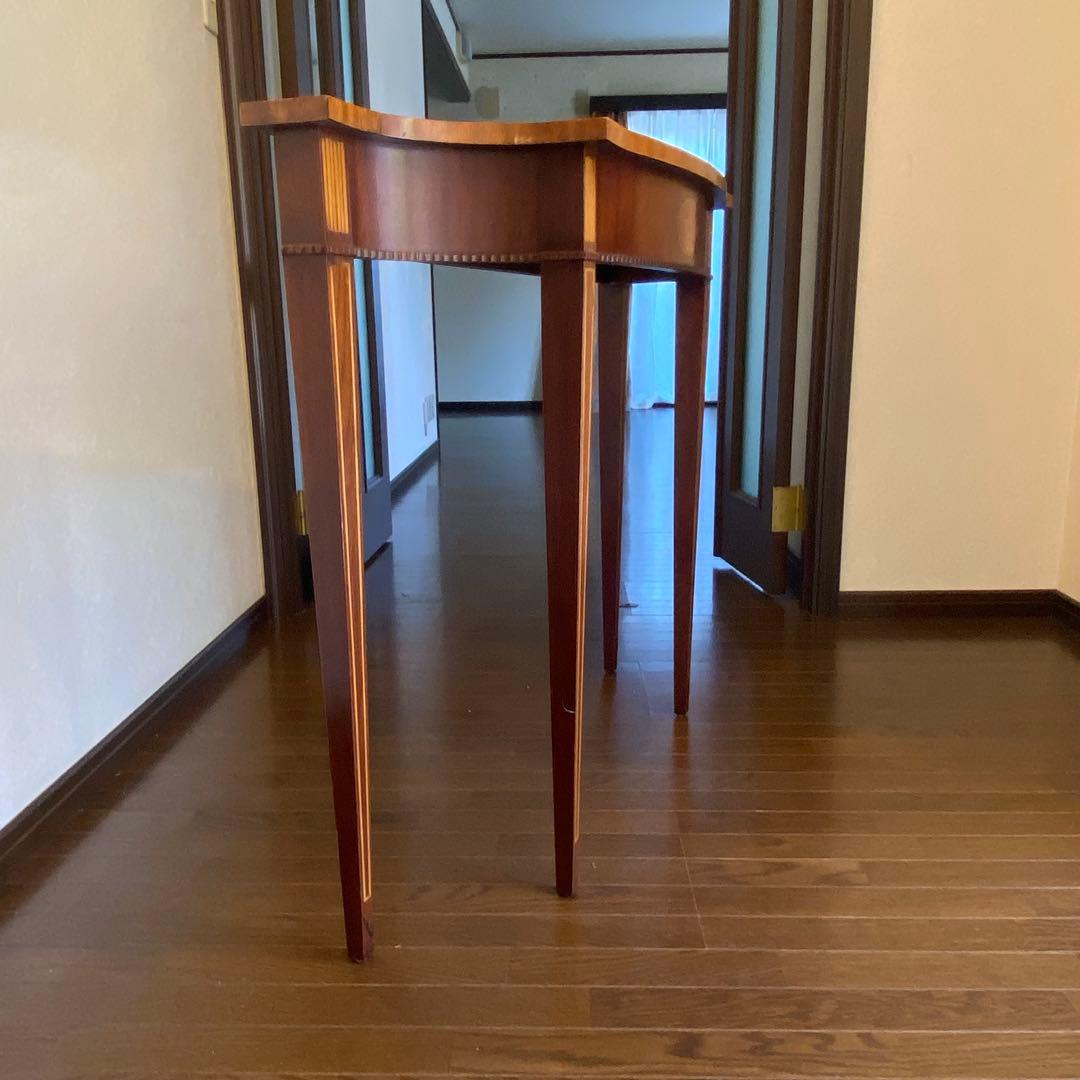 マホガニー材　コンソールテーブル 象嵌細工付き　アンティーク