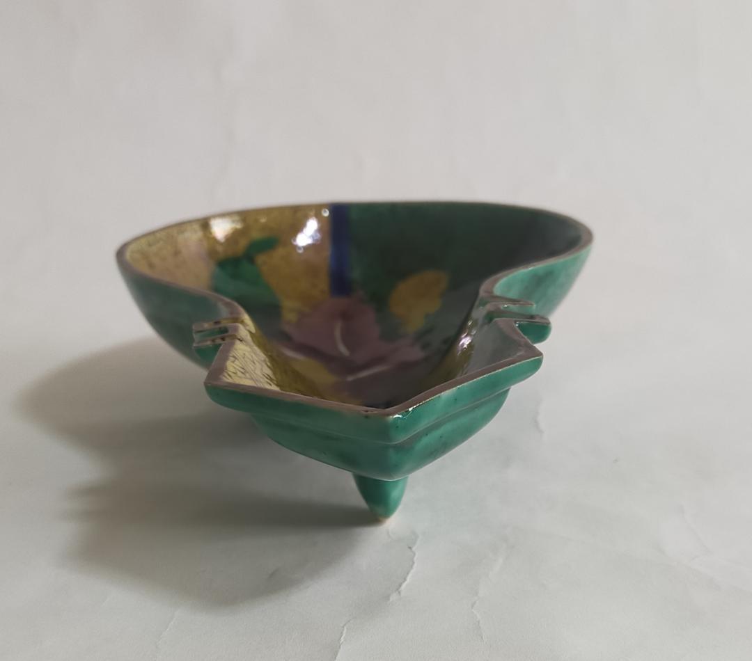 古九谷吉田屋青九谷琵琶形三足盛付皿