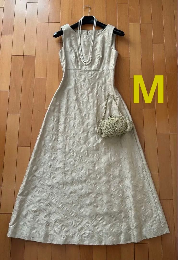 ♡Sybilla シビラ♡フルレングスドレス ノースリーブ ベージュゴールド M