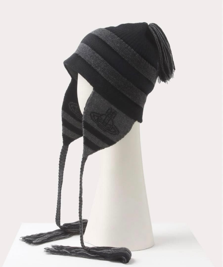 【希少】VivienneWestwood ポンポン耳 肖て付ボーダーニット帽