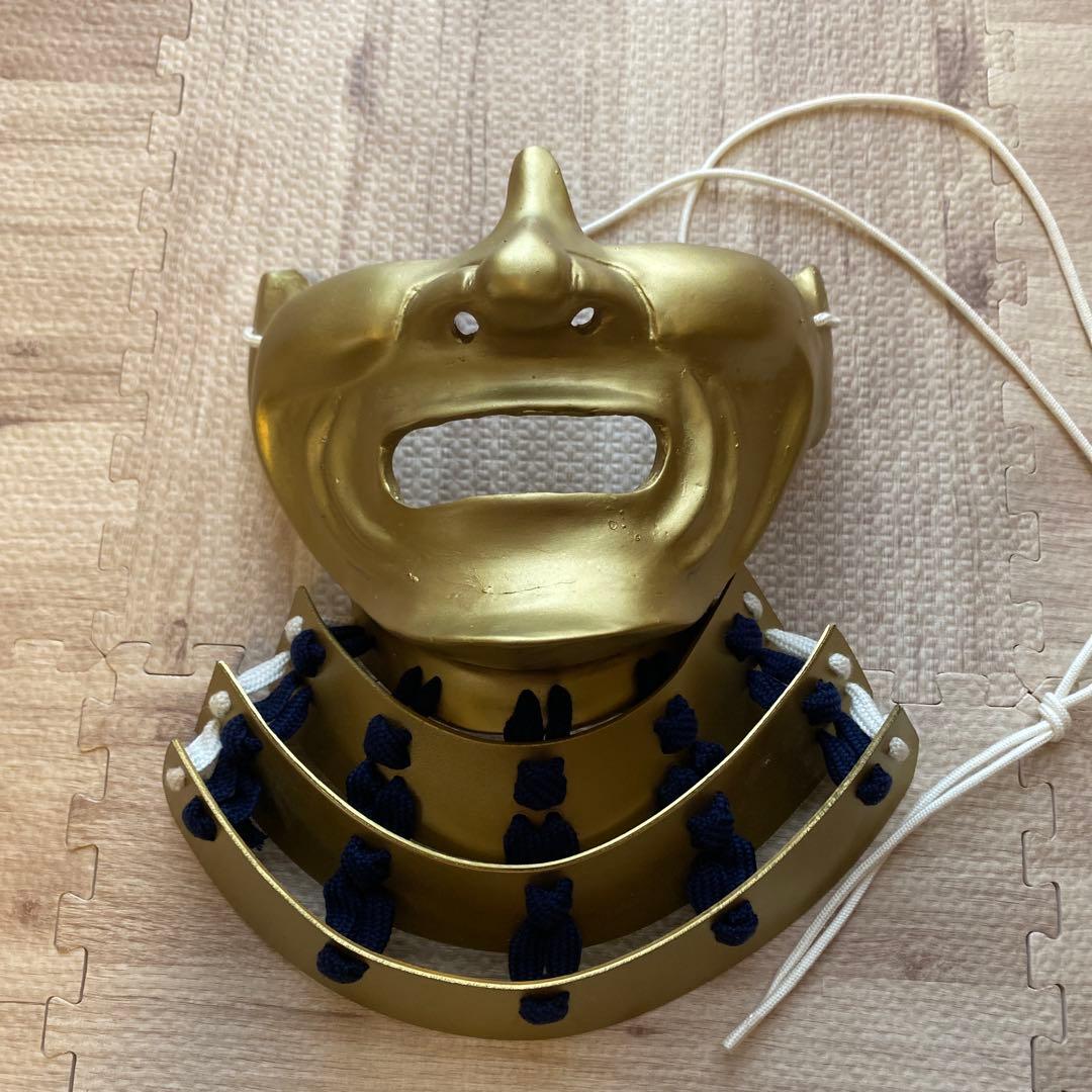 【着用可能】手作り面頬　武具　鎧兜　甲冑　等身大　半頬　　mempo mask