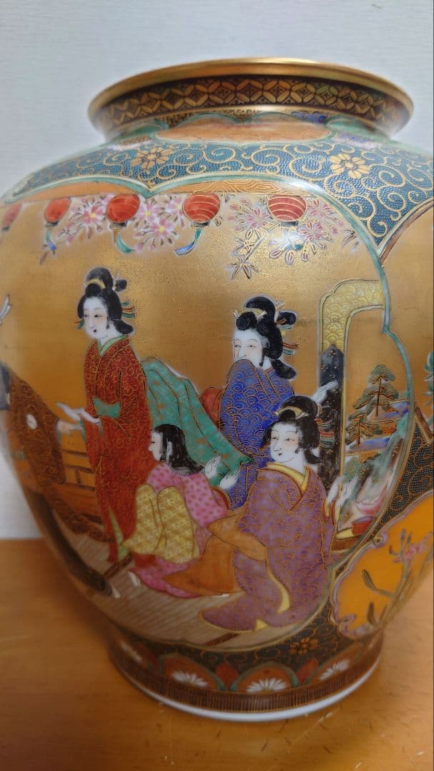 専用　九谷　松月銘　花瓶　忠臣蔵　赤穂浪士　大石内蔵助図