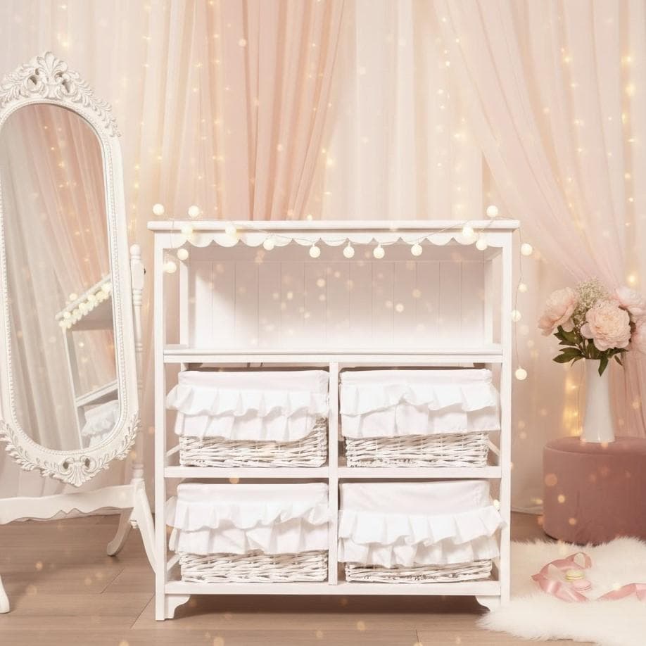 【新品】フリル　バスケット4個　オープンチェスト　ガーリー　アウトレット