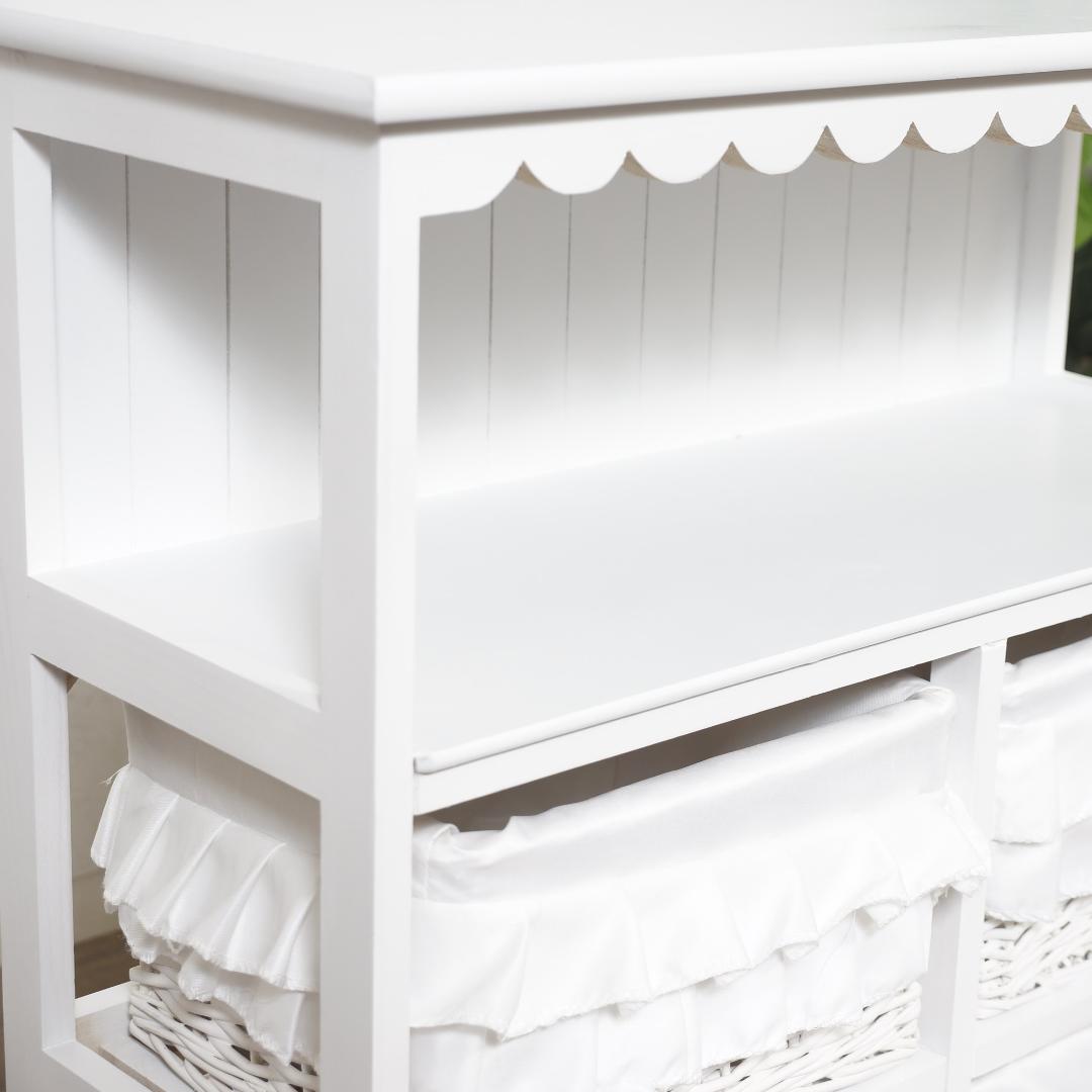 【新品】フリル　バスケット4個　オープンチェスト　ガーリー　アウトレット