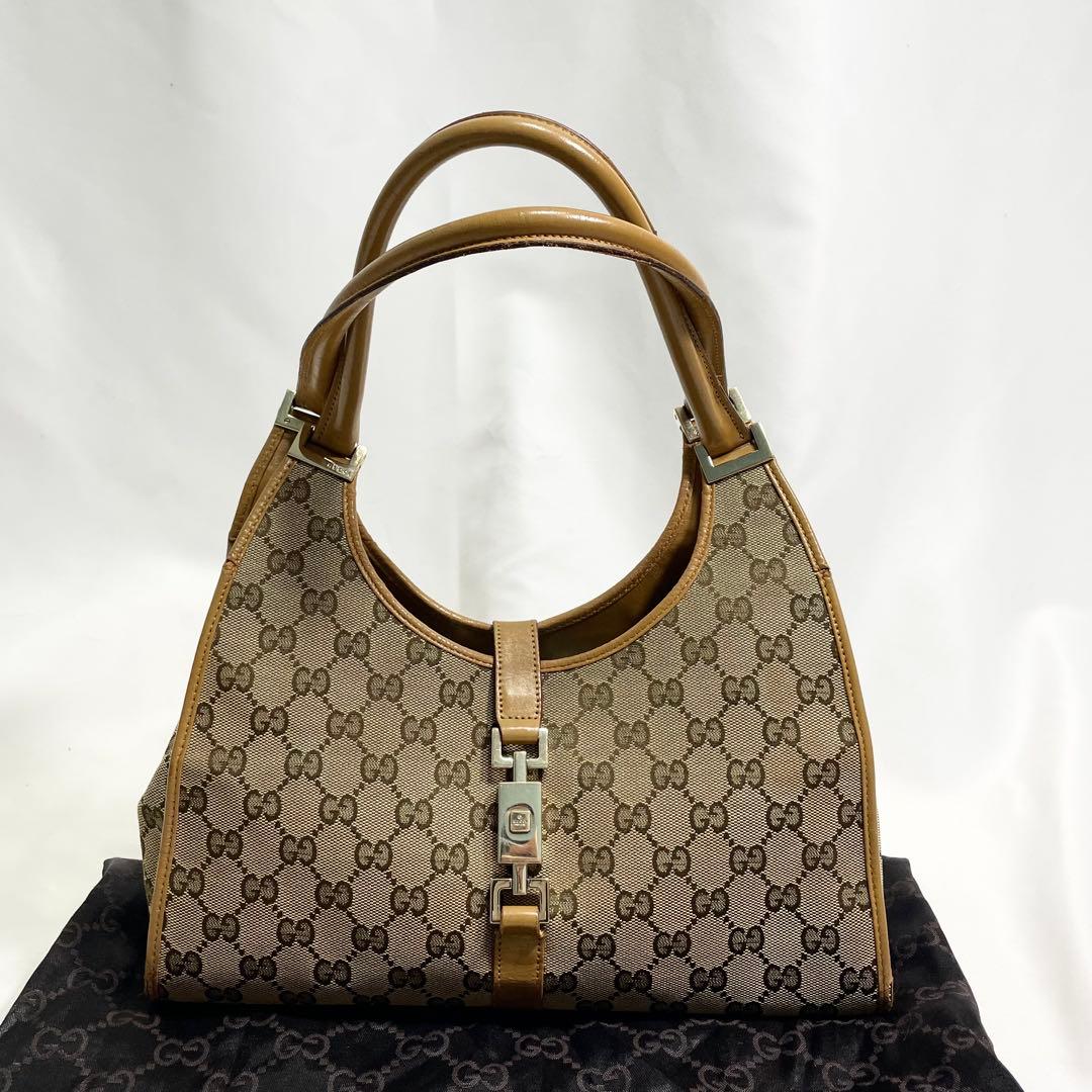 グッチ ジャッキー GGキャンバス ワンショルダーバッグ ムーン 金具 大容量