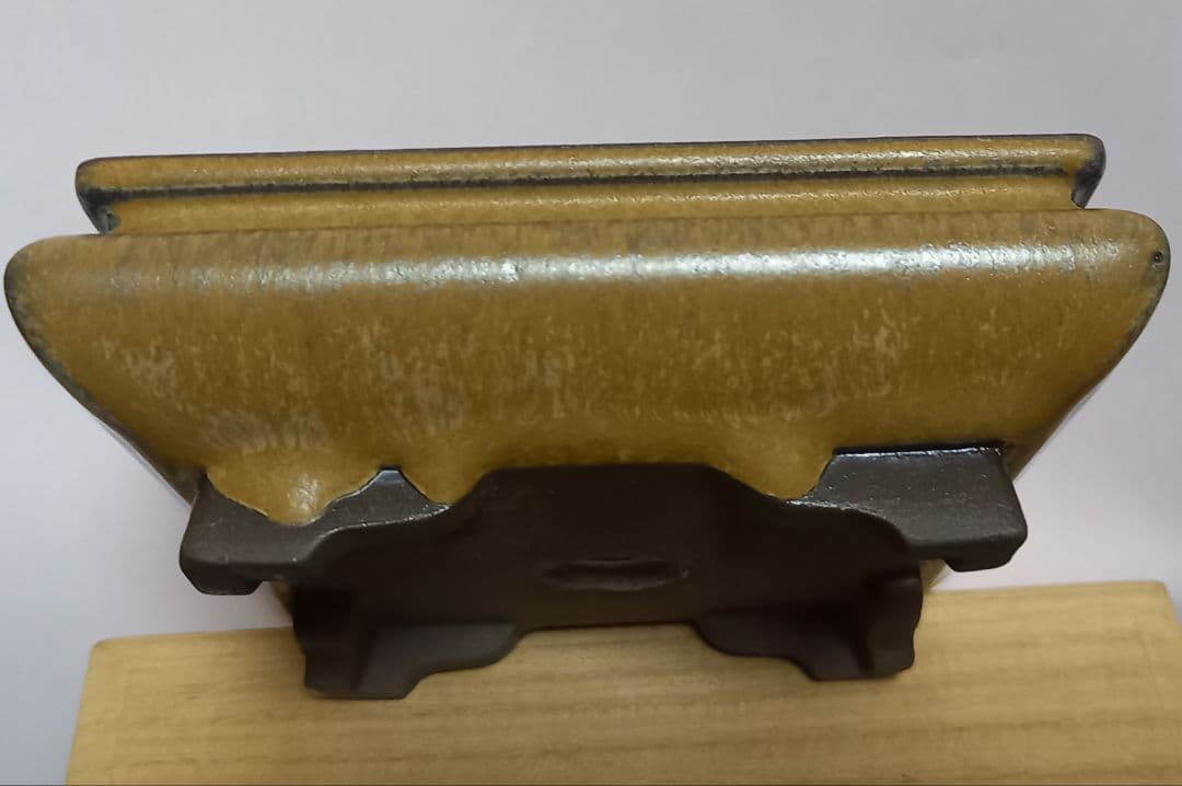 陶翠盆栽鉢 小鉢 長辺約10～10.5cm 正方形浅鉢 袋式 釉薬