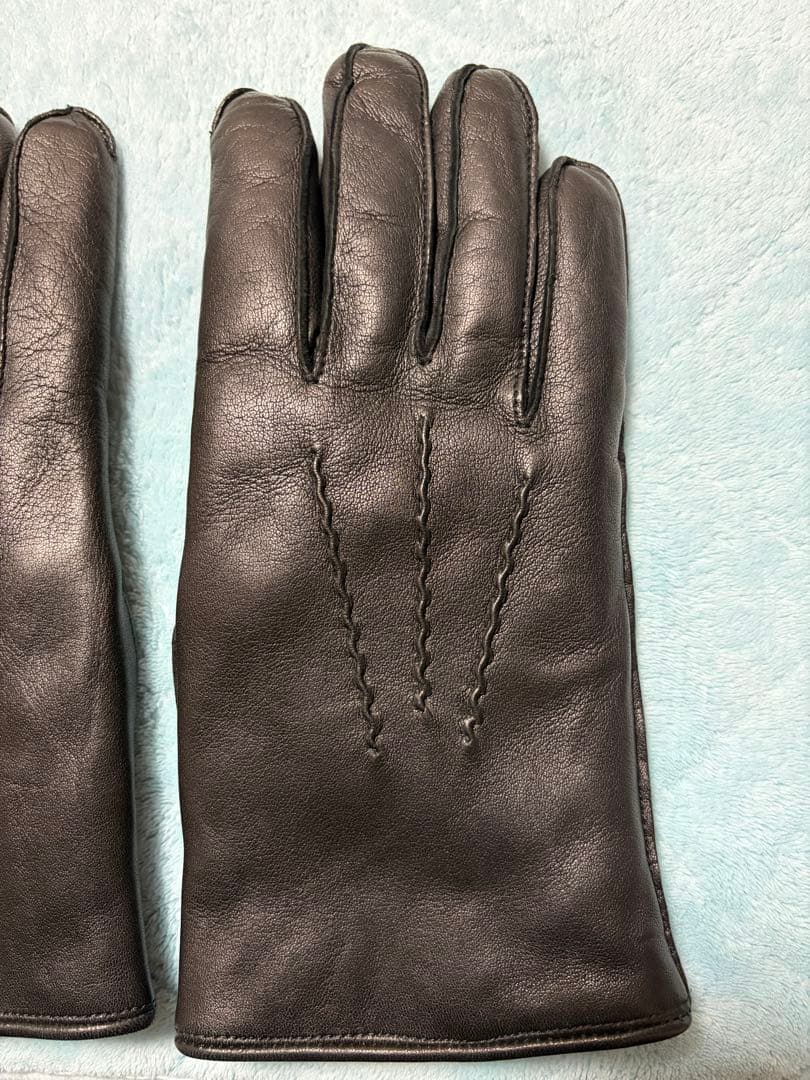 DENTS 黒 レザー手袋 ラビットファー裏地　デンツ