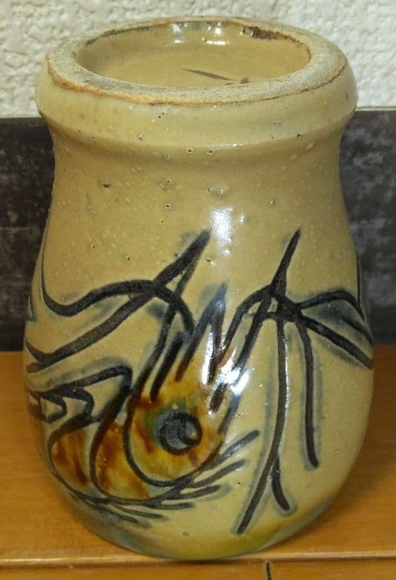 人間国宝 金城次郎 海老魚紋ゴブレット 栞 共箱 美品 やちむん 壷屋焼