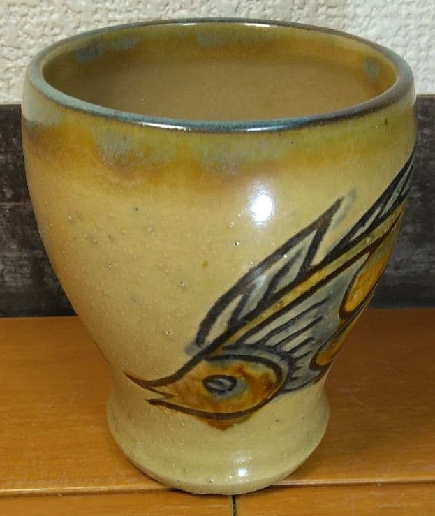 人間国宝 金城次郎 海老魚紋ゴブレット 栞 共箱 美品 やちむん 壷屋焼