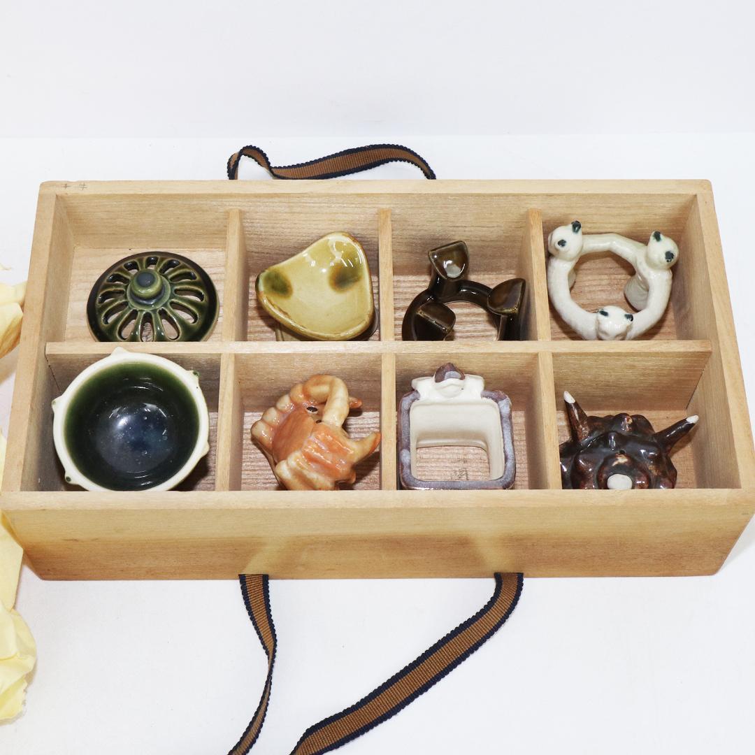 不老園窯造 色変り 七種蓋置 共箱 共箱