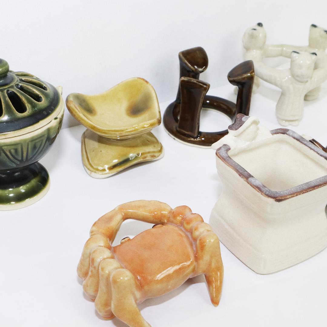 不老園窯造 色変り 七種蓋置 共箱 共箱