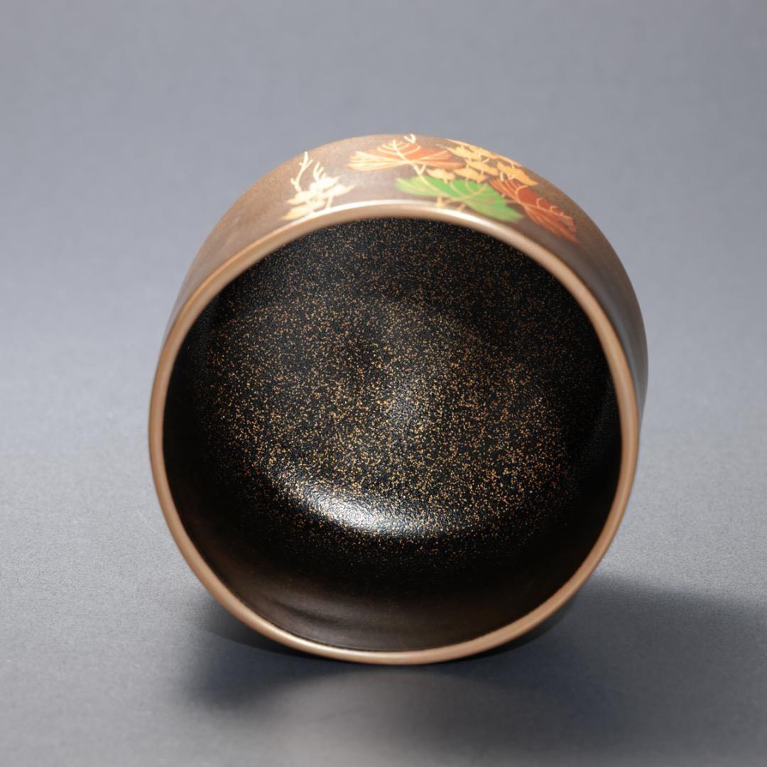 【茶道具】乾漆　抹茶碗　蔦蒔絵　銀錆塗　漆塗　共箱　R1586N3
