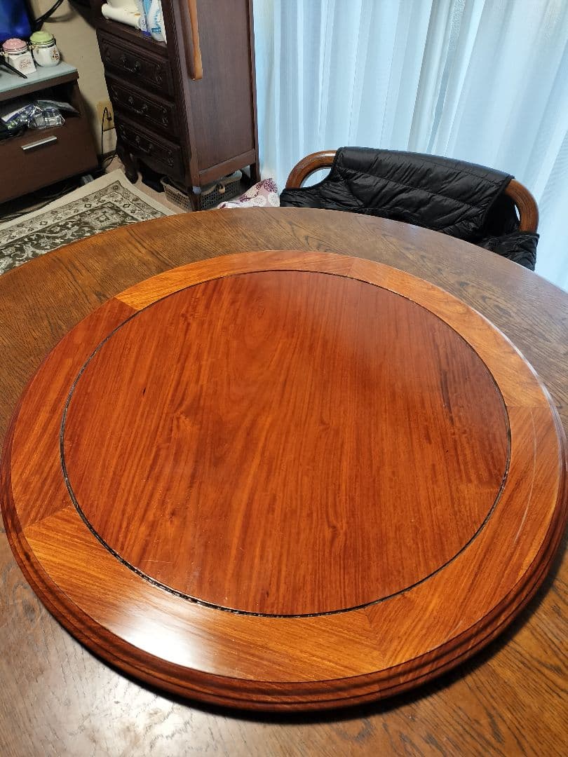 花梨無垢 円形回転卓ターンテーブル花台中華テーブルアンテーク
