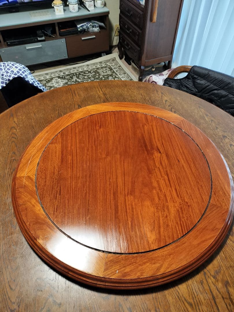 花梨無垢 円形回転卓ターンテーブル花台中華テーブルアンテーク