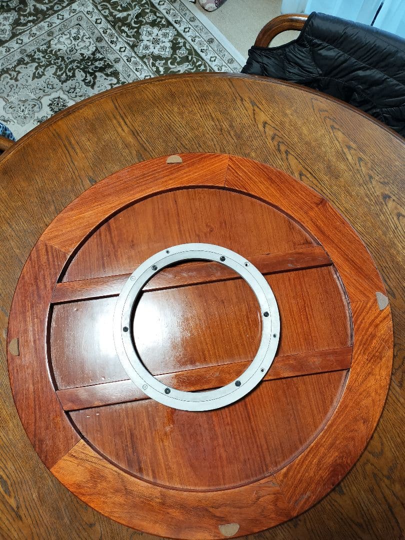 花梨無垢 円形回転卓ターンテーブル花台中華テーブルアンテーク
