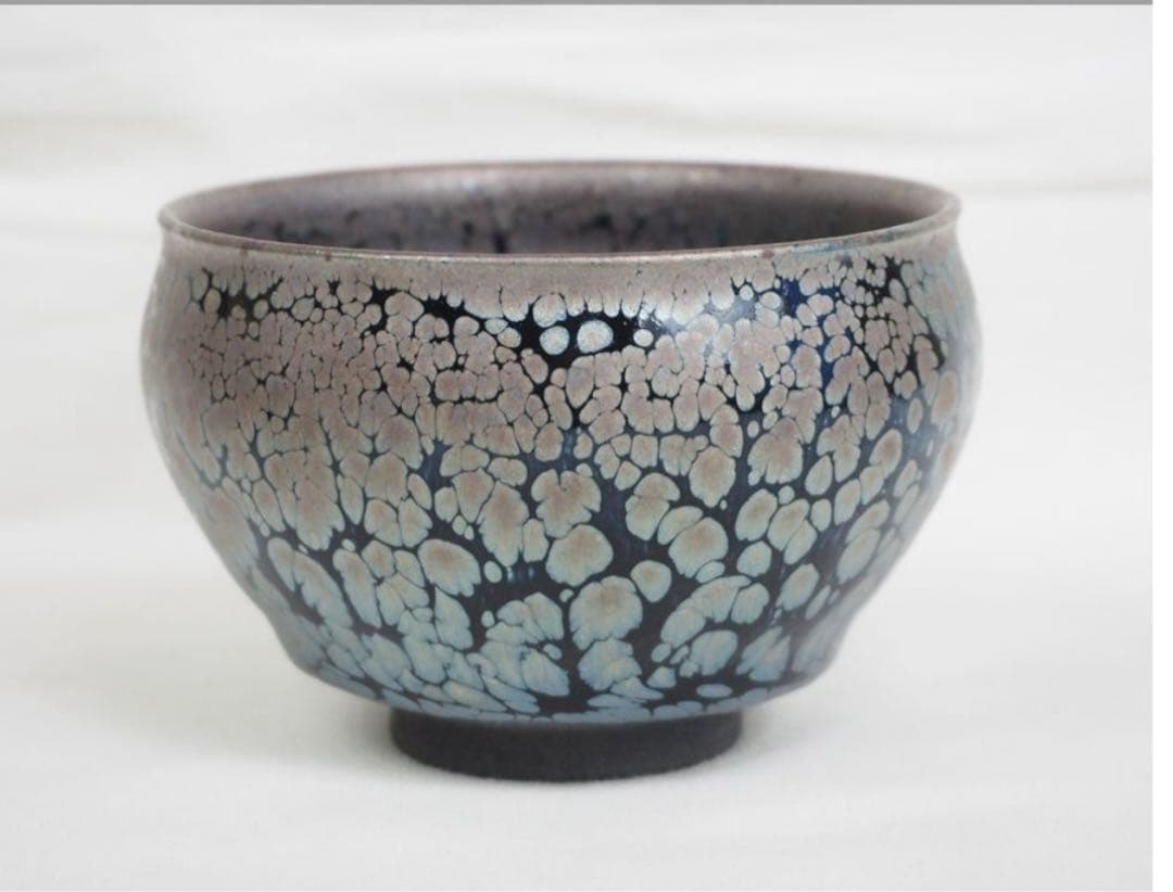 送料無料　建窯建盞 『周郡星』造 油滴建盞2客 天目茶碗 曜変天目証明書付・共箱