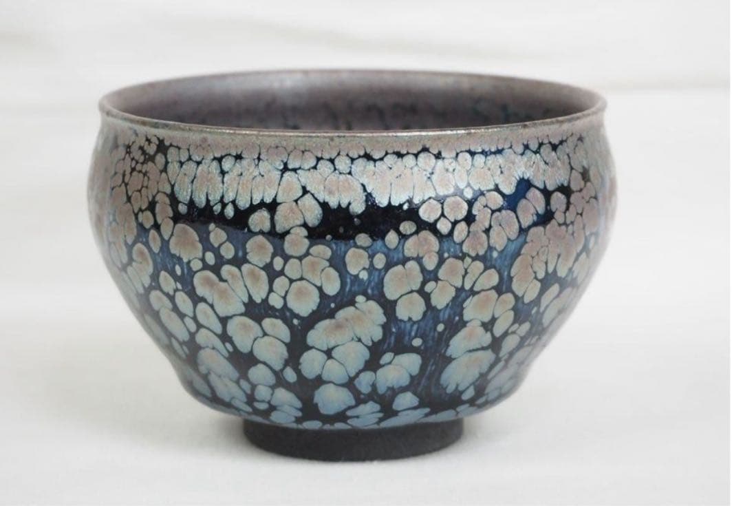 送料無料　建窯建盞 『周郡星』造 油滴建盞2客 天目茶碗 曜変天目証明書付・共箱