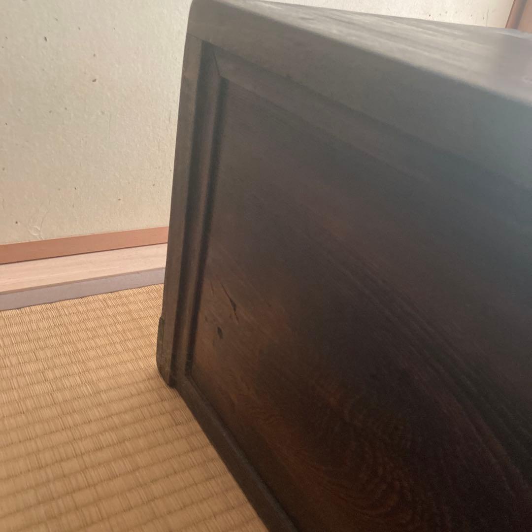 木製文机 ダークブラウン 2引き出し