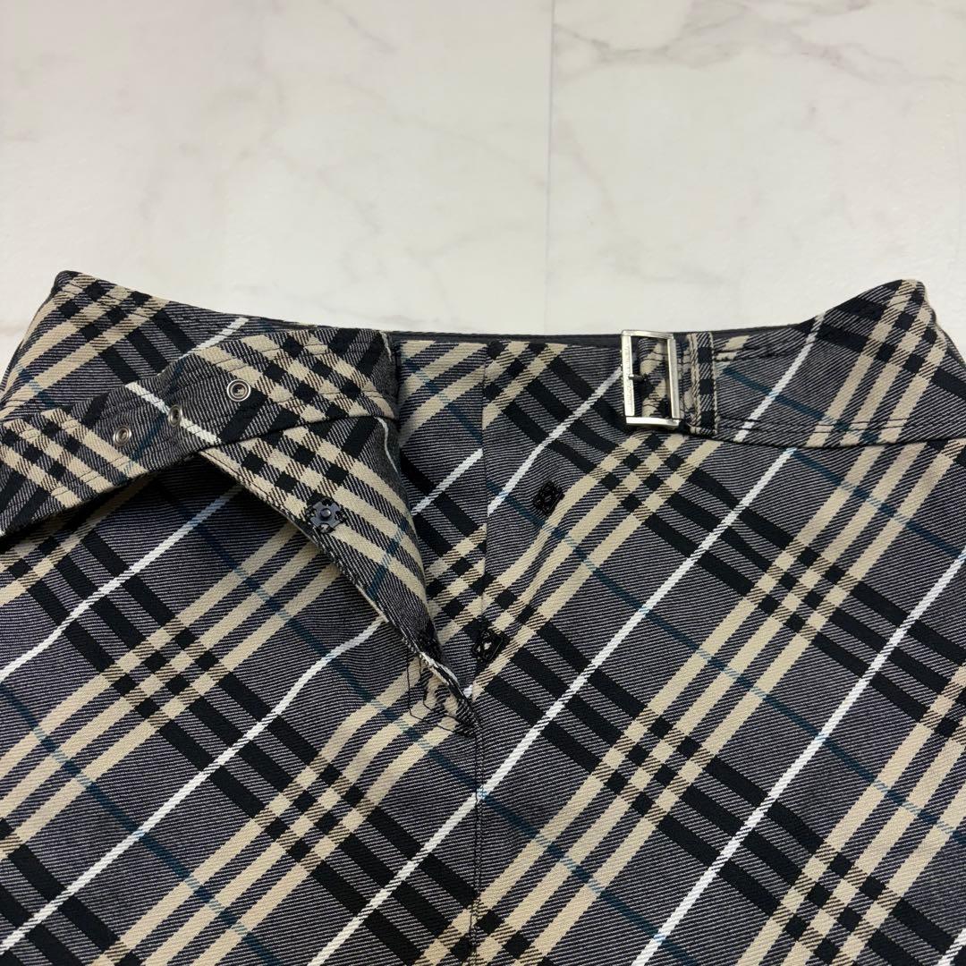 バーバリーブルーレーベル　ノバチェック　台形スカート　ベルト　38 ベージュ