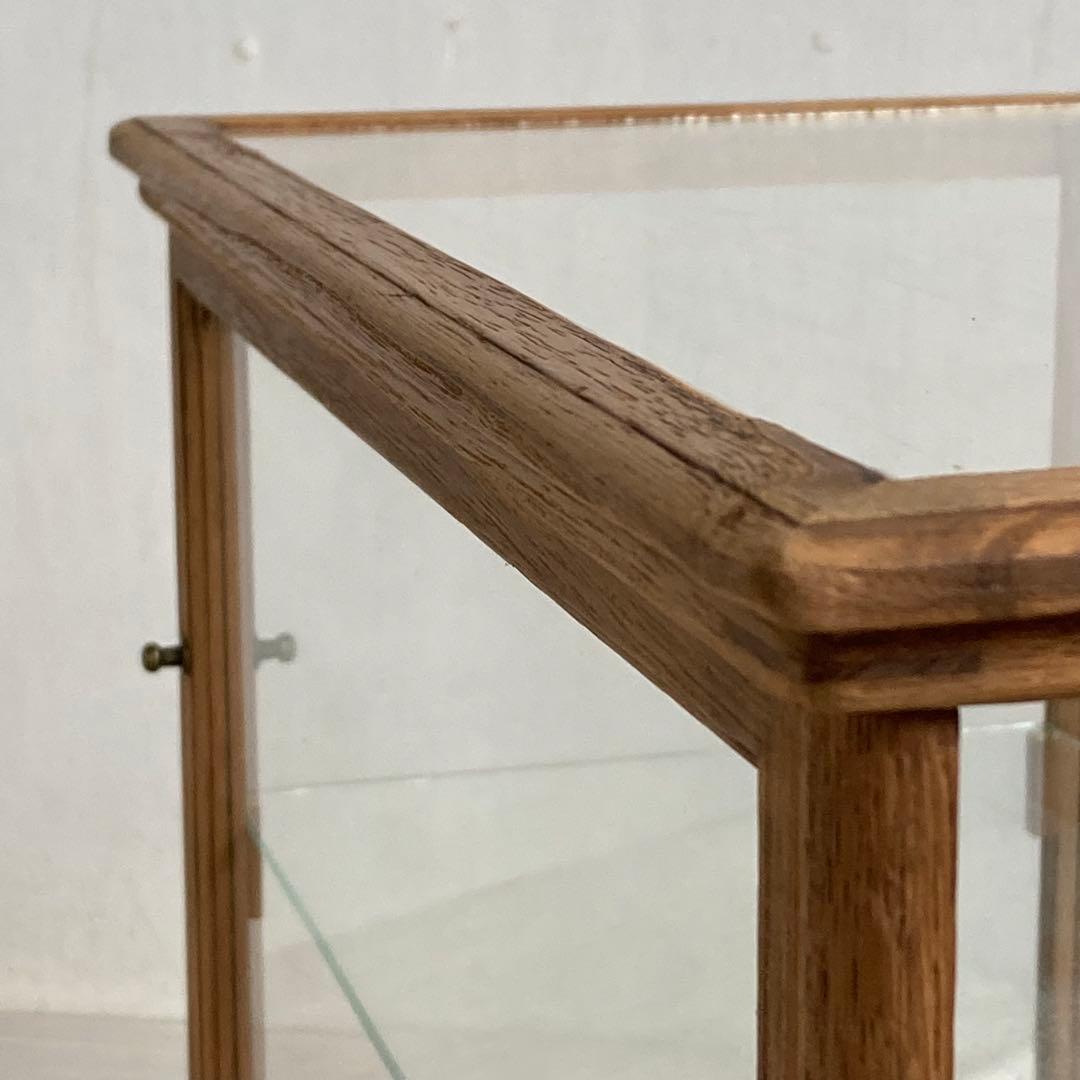 古い木製 ガラスケース 2段 ショーケース 展示ケース パンケース 店舗什器