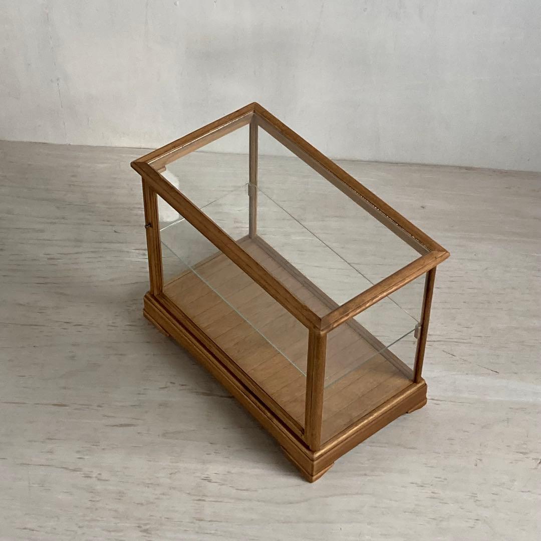 古い木製 ガラスケース 2段 ショーケース 展示ケース パンケース 店舗什器