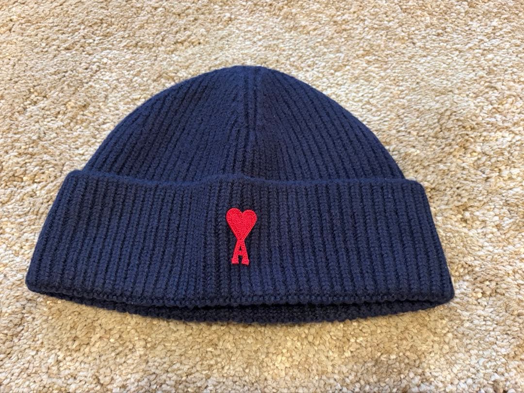 【美品】AMI PARIS アミパリ　ニット帽　ネイビー