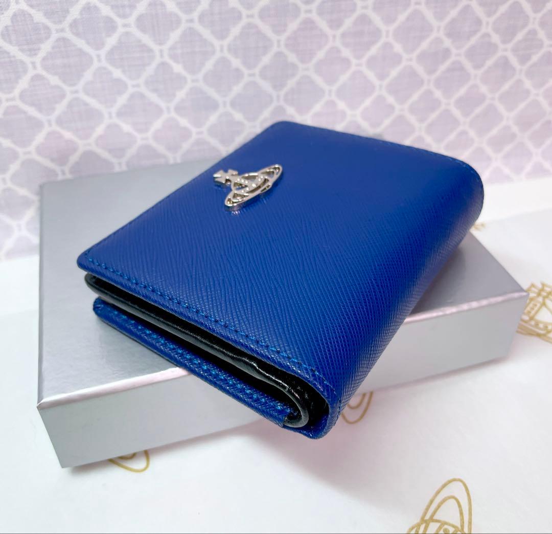 【最新◇ショッパー付】新品 ヴィヴィアン・ウエストウッド　2つ折り財布 ブルー