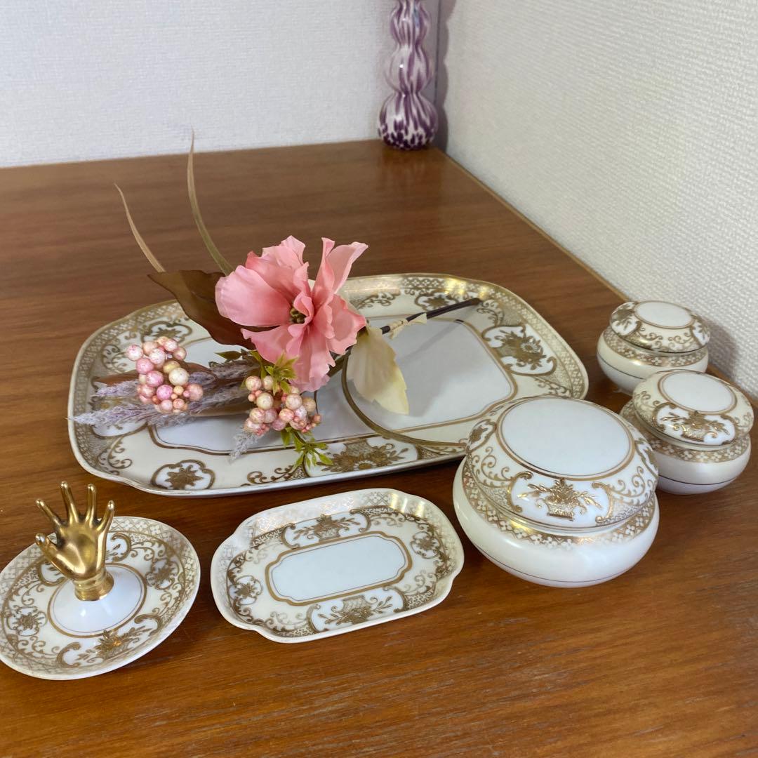 オールドノリタケ　イギリス　里帰り　ドレッシングテーブル　セット　金盛り