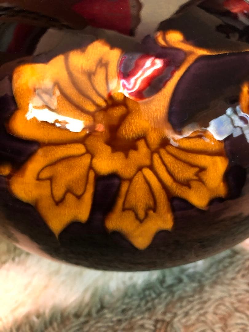 花瓶 九谷焼 東方四十吉 深厚釉唐草文花器 高さ約20cm