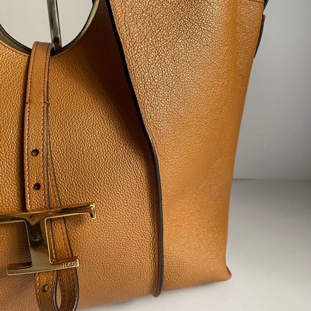 未使用級✨　TOD's タイムレス　トートバッグ　　ブラウン　レザー ロゴ